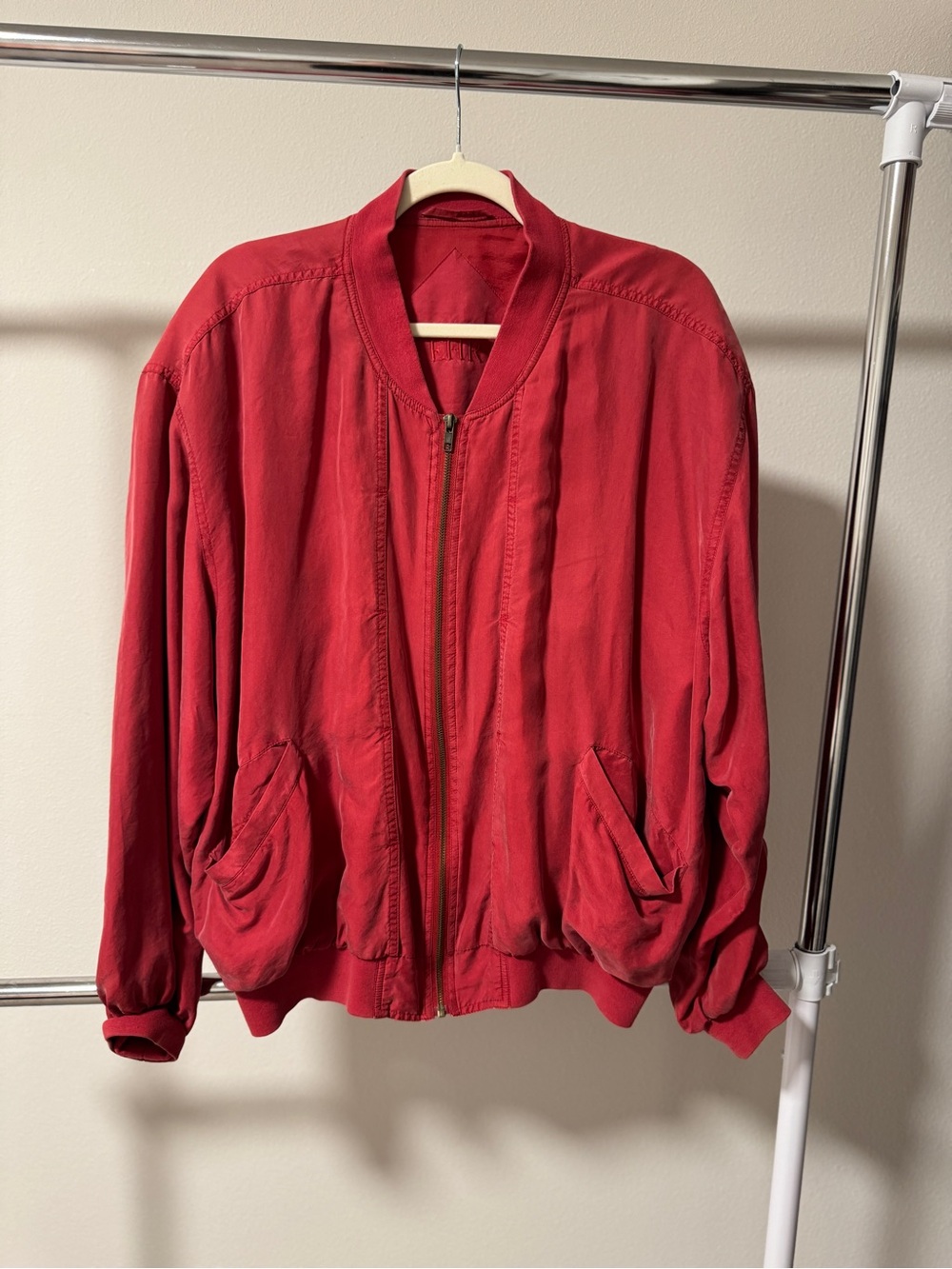 Vintage Mode Monte Carlo Von Ehr Silk Bomber Jacket Red Mens Size M Zip